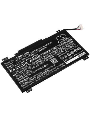 Battery for Dell, Latitude 10 Ste2 15.2V, 1250mAh - 19.00Wh