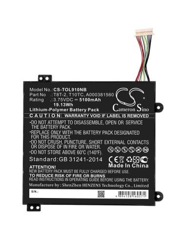 Battery for Toshiba, Satellite Click Mini L9w-b, Satellite Click Mini L9w-b 8.9 3.75V, 5100mAh - 19.13Wh