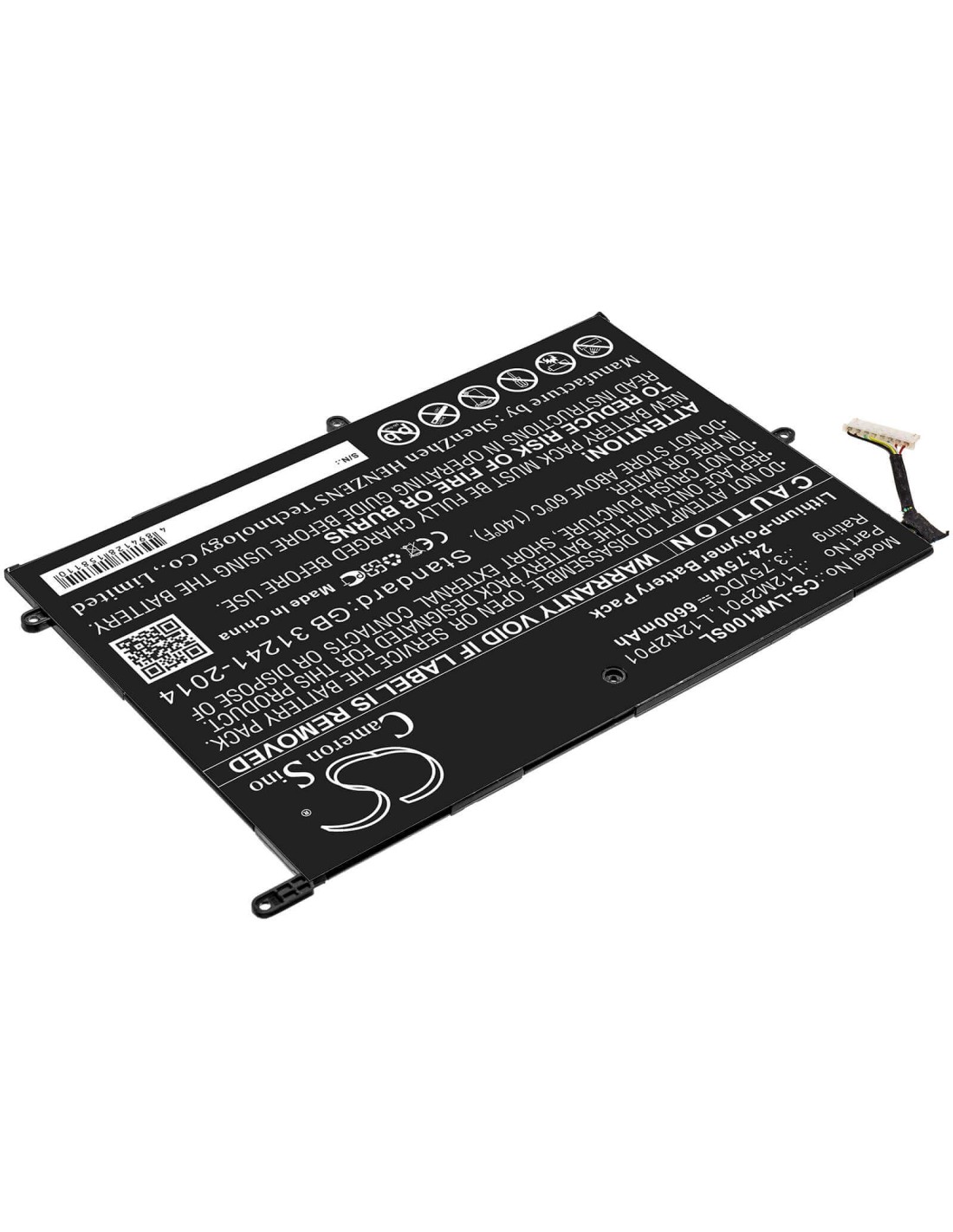 Battery for Lenovo, Miix 10, Thinkpad Tablet 2 3679 - 10.1, Z2760 3.75V, 6600mAh - 24.75Wh