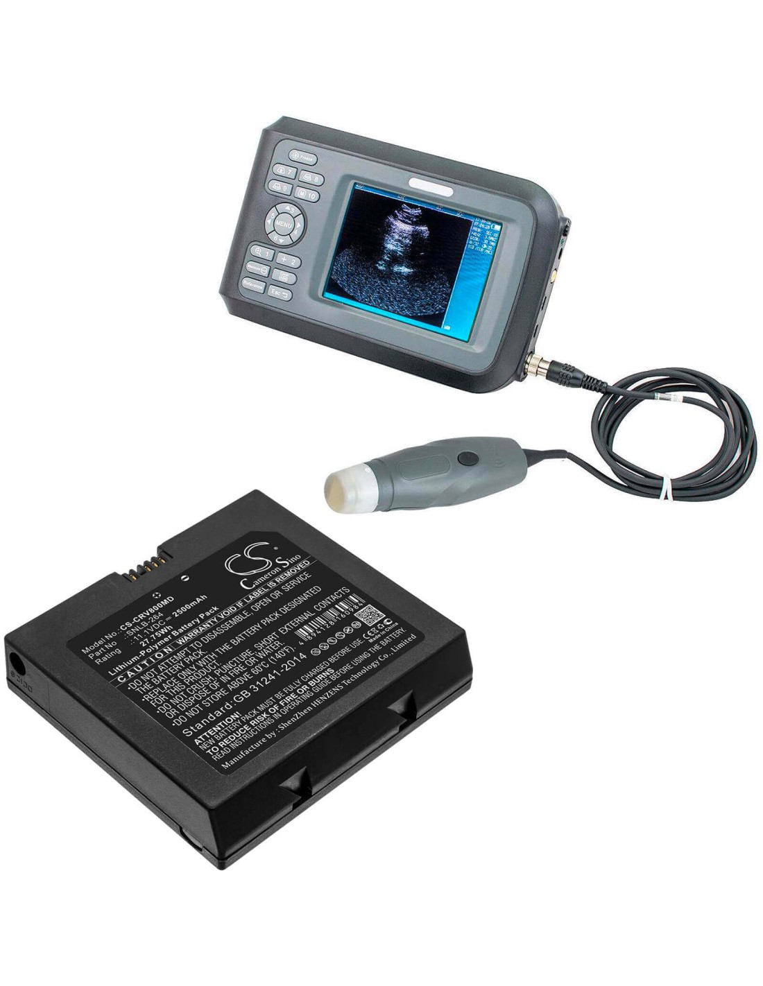 Battery for Carejoy, H8, Handheld Portable Ultrasound Scanner H8 11.1V, 2500mAh - 27.75Wh