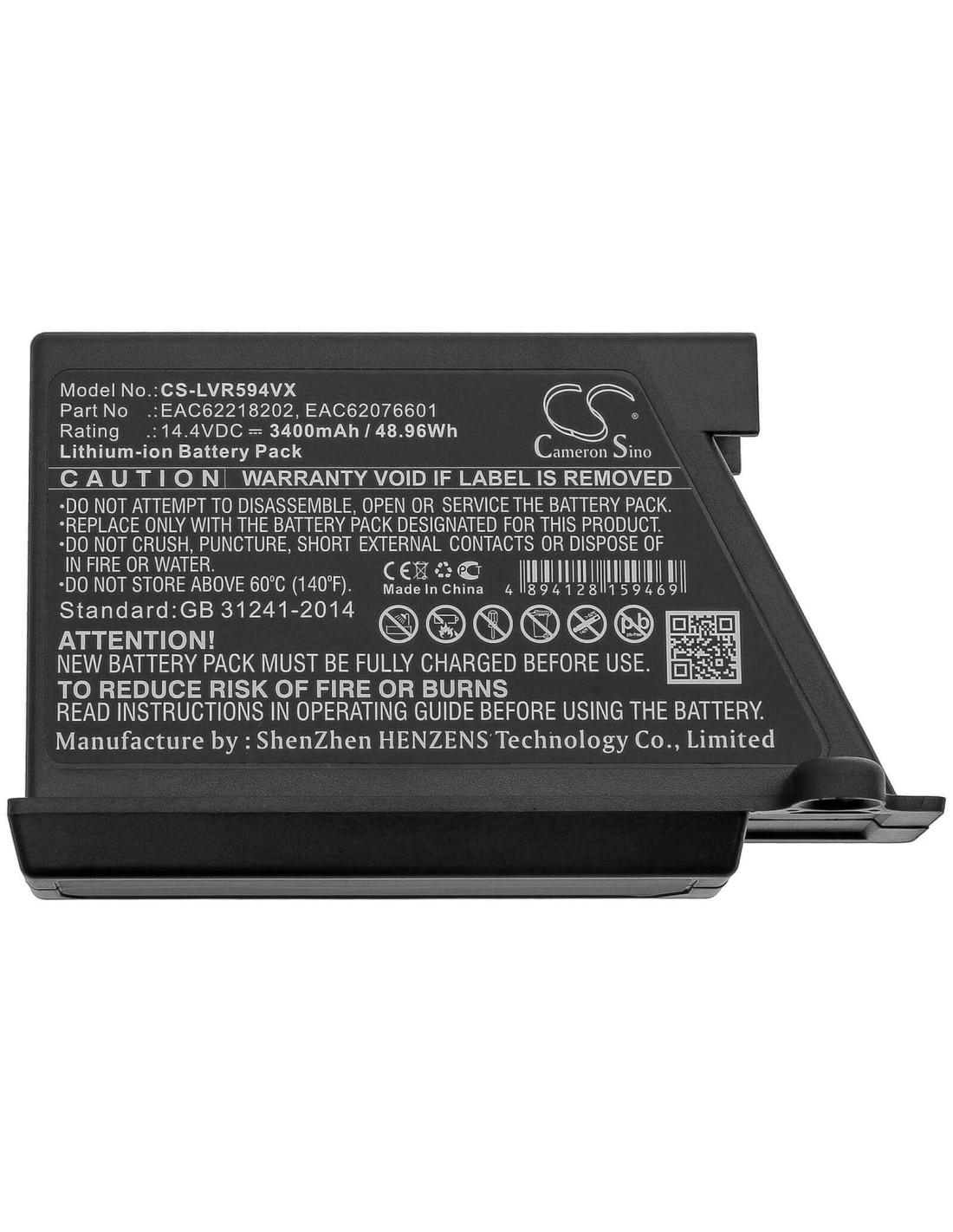 Battery for Lg, Hombot R66803vmnp, Hombot Vcarpetx, Hombot Vhombot1 14.4V, 3400mAh - 48.96Wh
