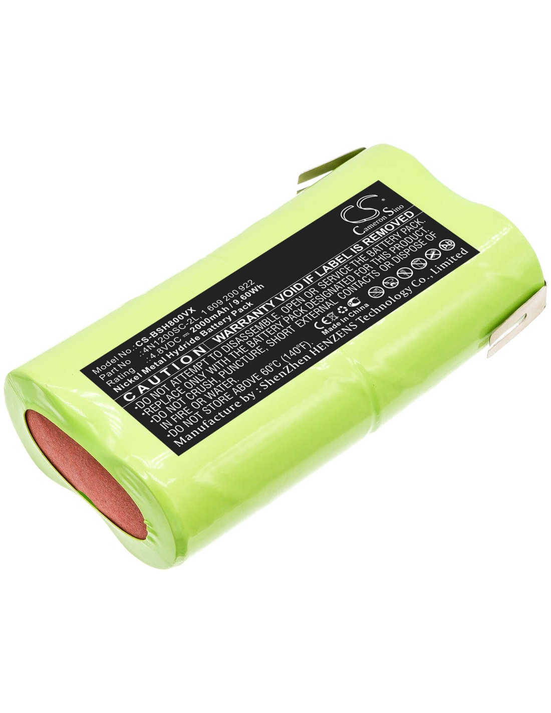 Battery for Bosch, P800sl, Schneide, 10 Ags 4.8V, 2000mAh - 9.60Wh
