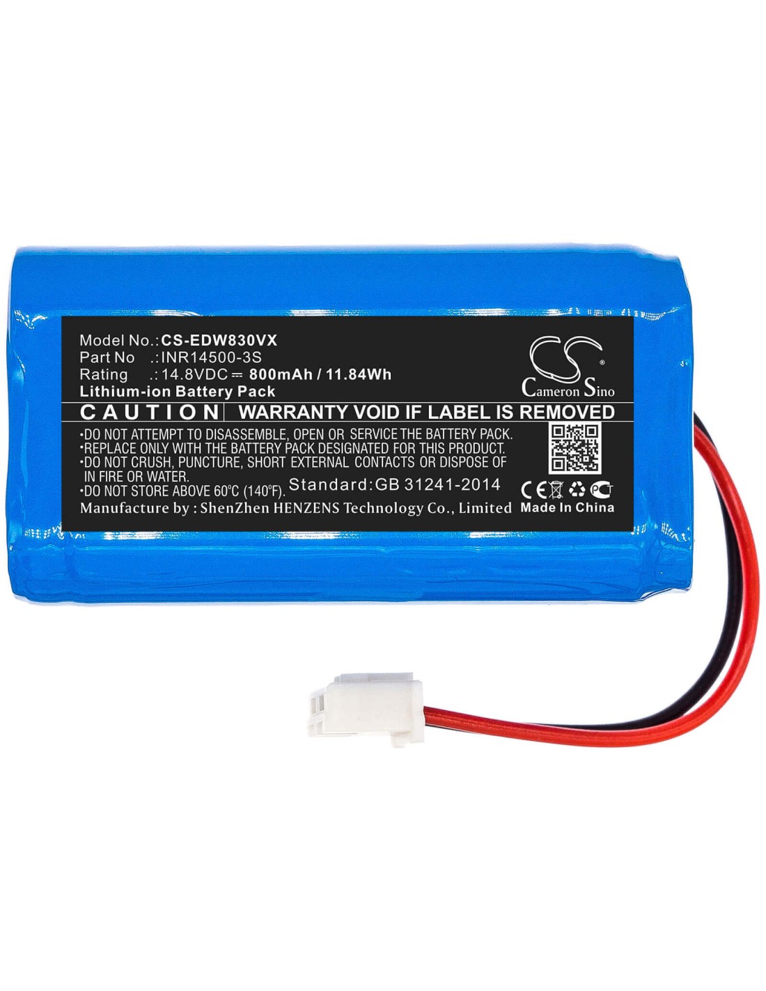 Battery for Ecovacs, W830, W830-rd, W830s 14.8V, 800mAh - 11.84Wh