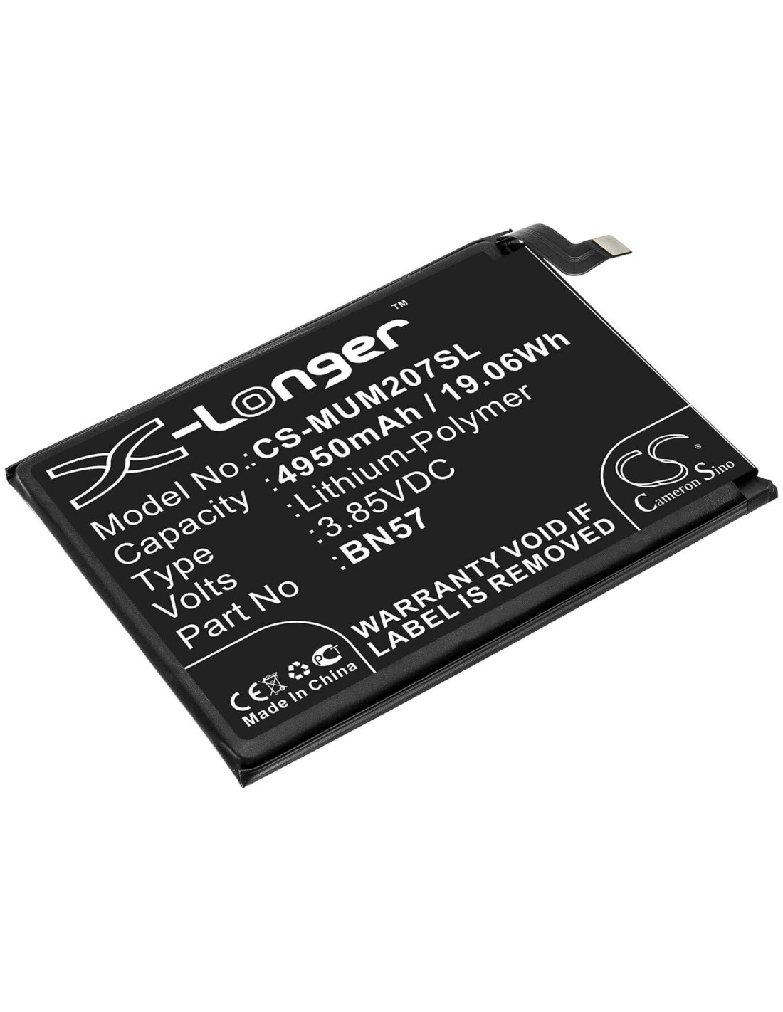 Battery for Poco, M2007j20cg, X3 Nfc, Xiaomi 3.85V, 4950mAh - 19.06Wh