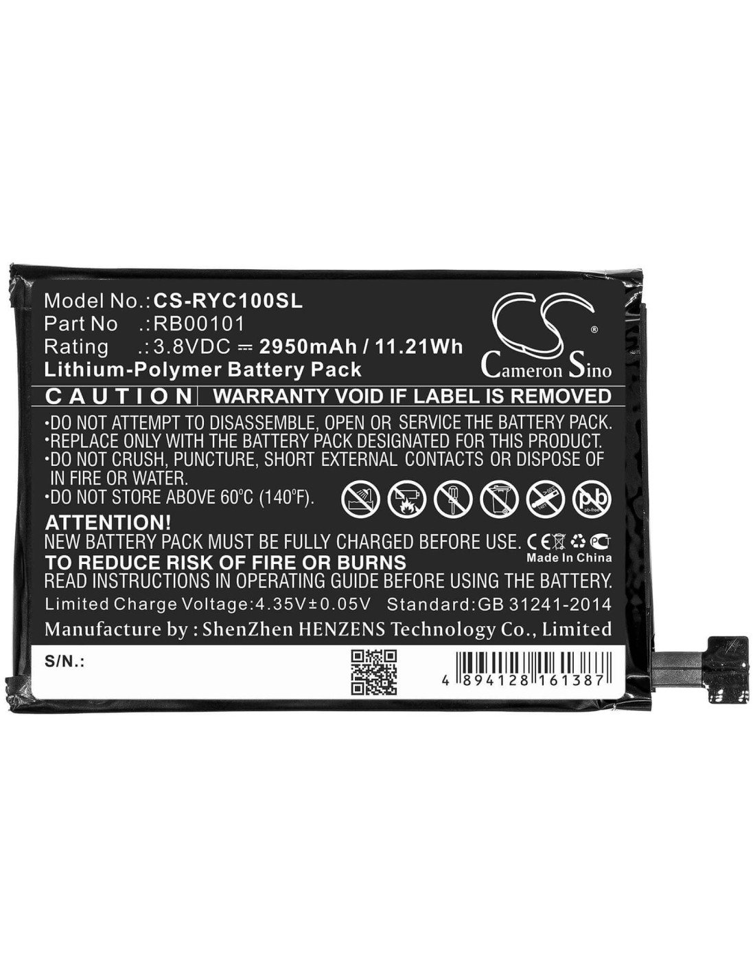 Battery for Ray Enterprises, Ray Super Remote, Rc100 3.8V, 2950mAh - 11.21Wh