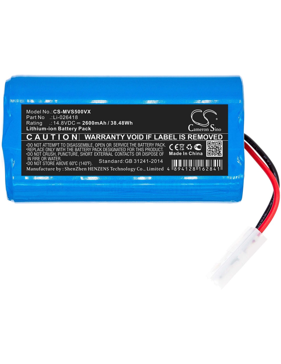 Battery for Myvacbot, Sn500 14.8V, 2600mAh - 38.48Wh