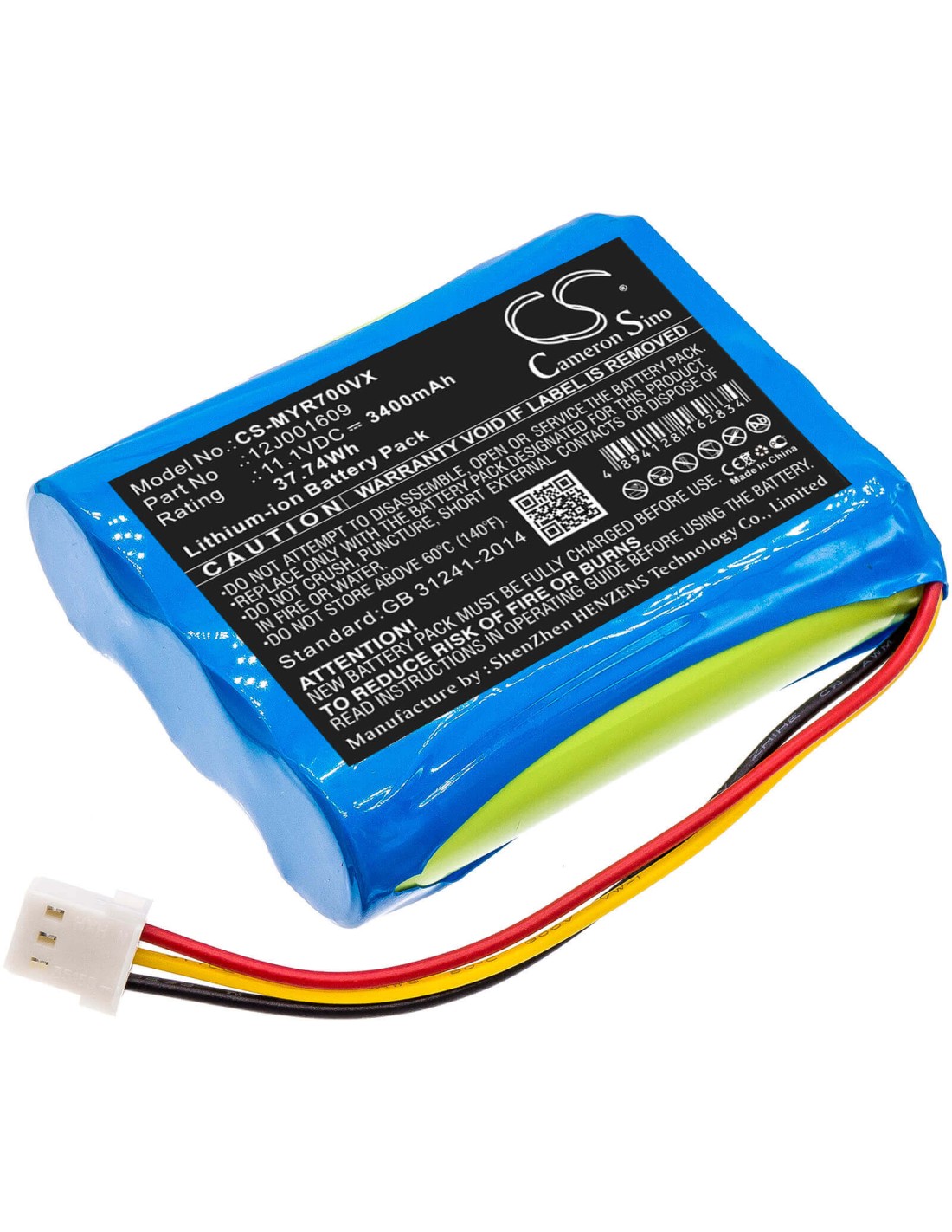 Battery for Moneual, Everybot, Rs500, Everybot 11.1V, 3400mAh - 37.74Wh