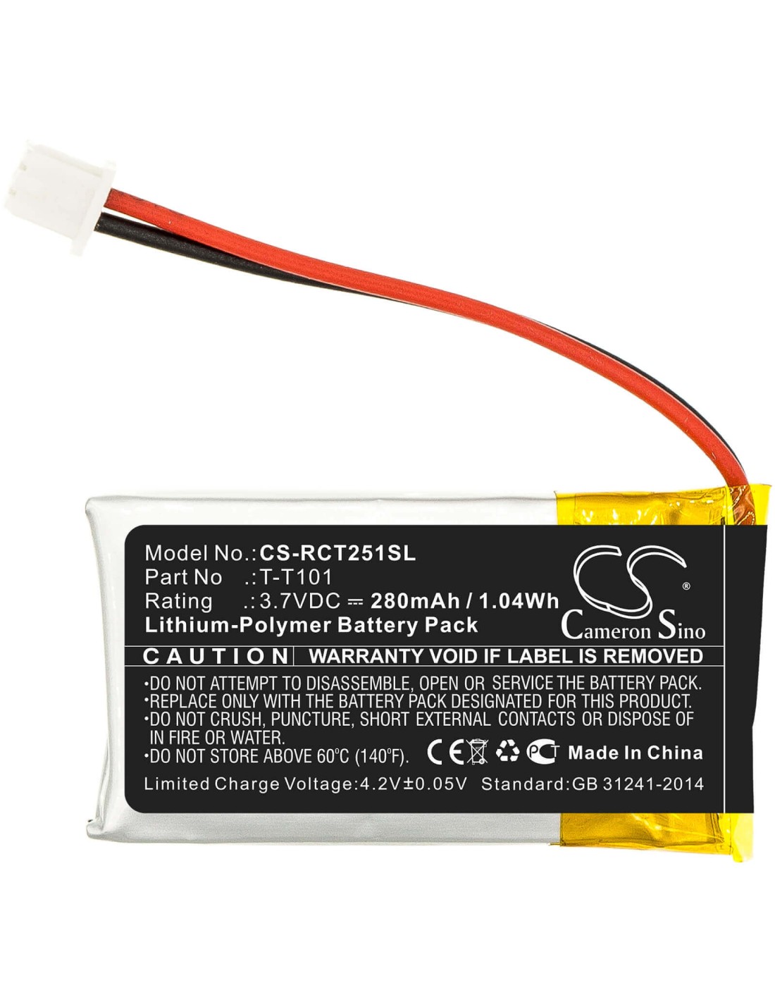 Battery for Rca, 25065, 25111, 25211 3.7V, 280mAh - 1.04Wh