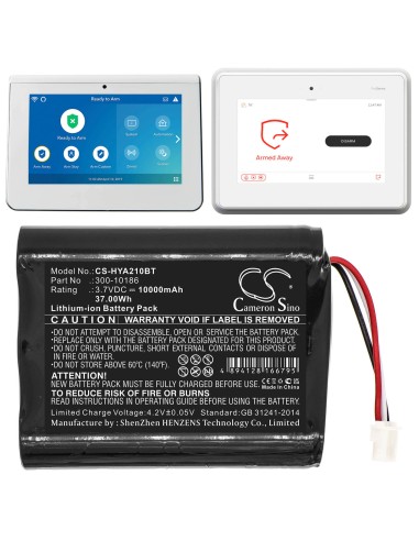 Battery for Adt, Command Smart Security Panel, Honeywell, Ai05-2 3.7V, 10000mAh - 37.00Wh