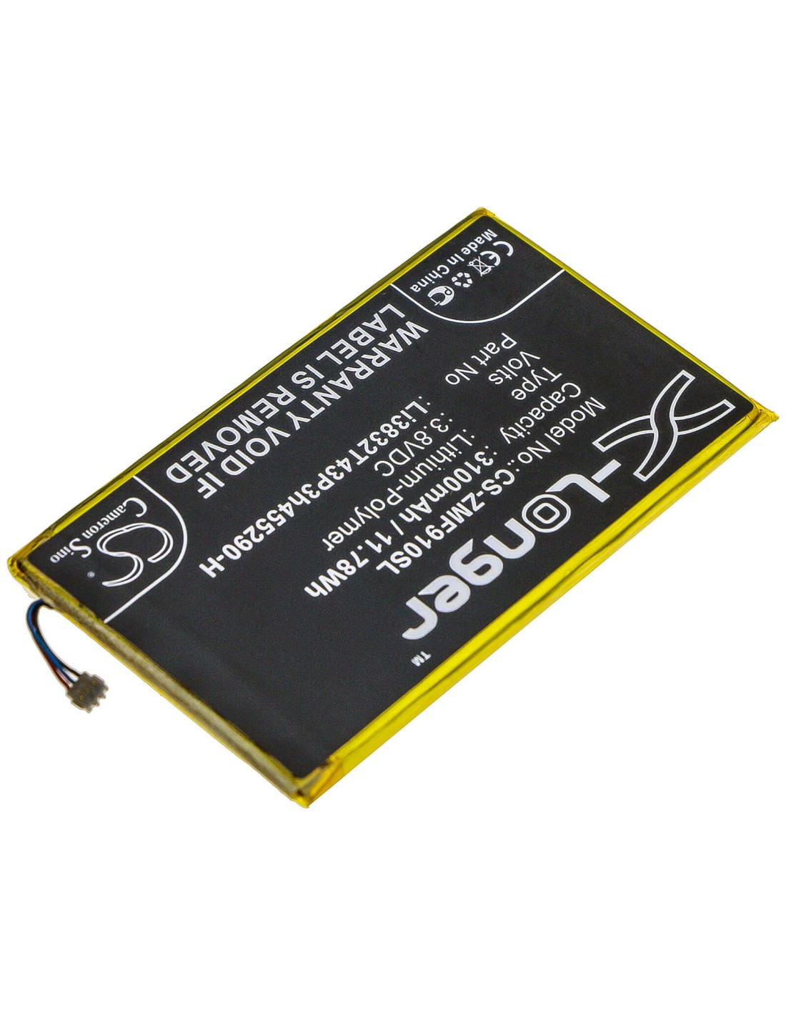 Battery for Zte, Mf900 3.8V, 3100mAh - 11.78Wh