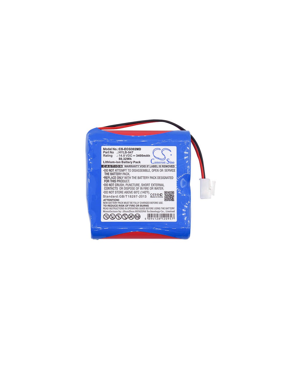 Battery for Biocare, Ecg-3010, Ecg-3010 Digital 3-channel Ecg 14.8V, 3400mAh - 50.32Wh
