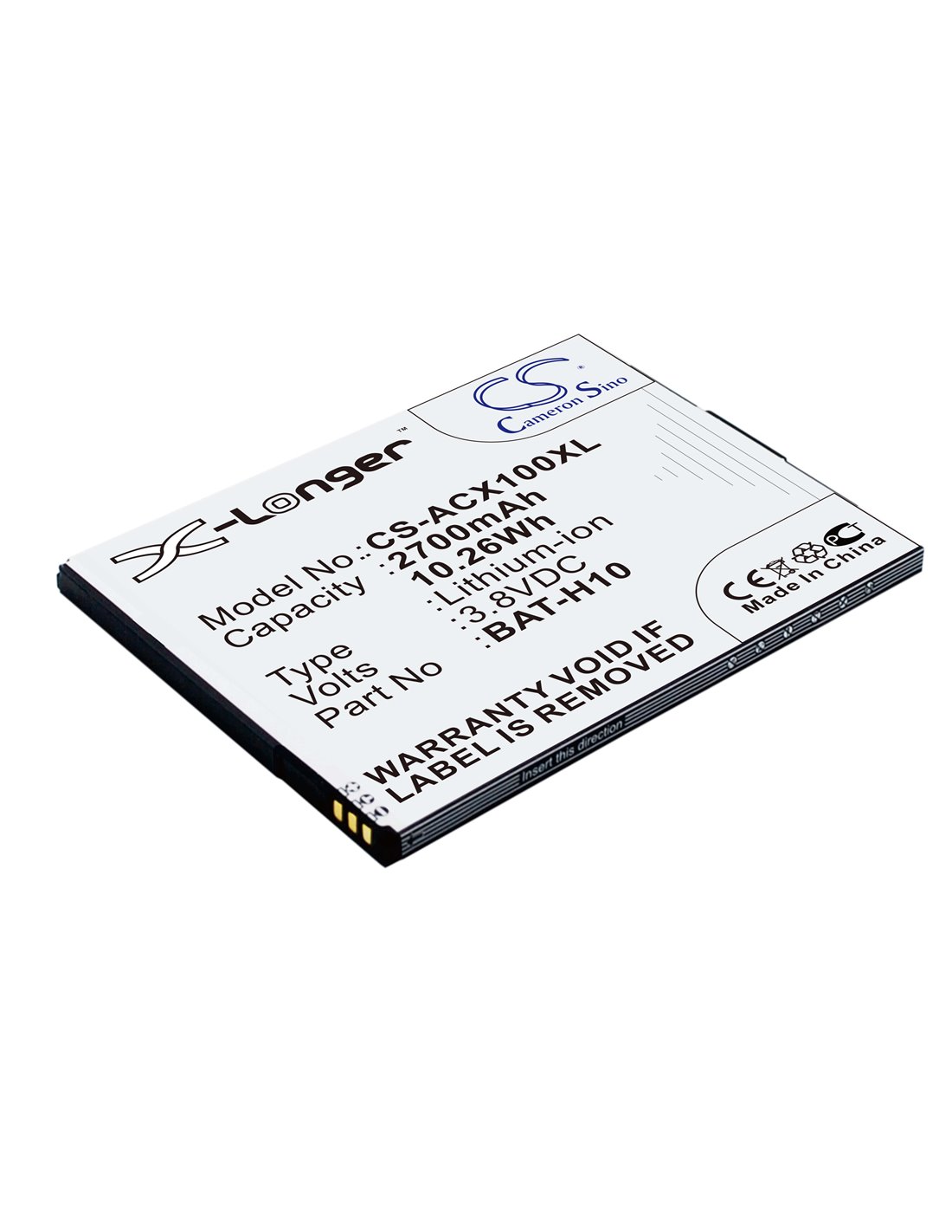 Battery for Acer, Liquid X1, S53 3.8V, 2700mAh - 10.26Wh