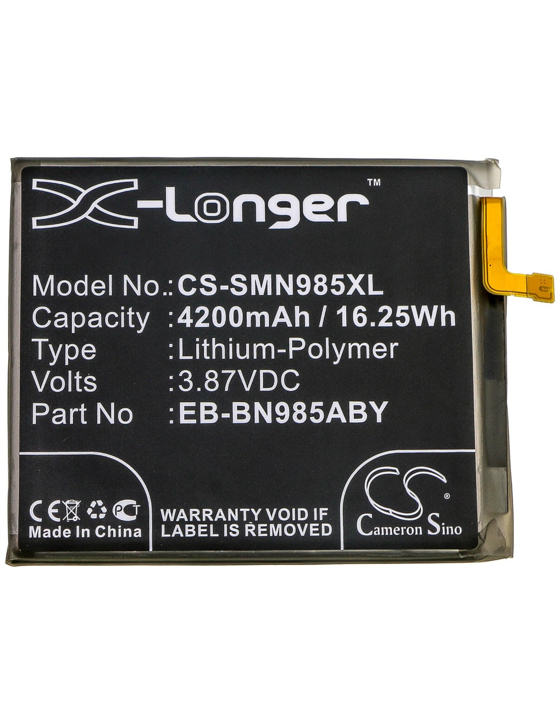 Battery for Samsung, Galaxy Note 20 Ultra, Galaxy Note 20 Ultra Uw 5g, M-n986d 3.85V, 4500mAh - 17.33Wh