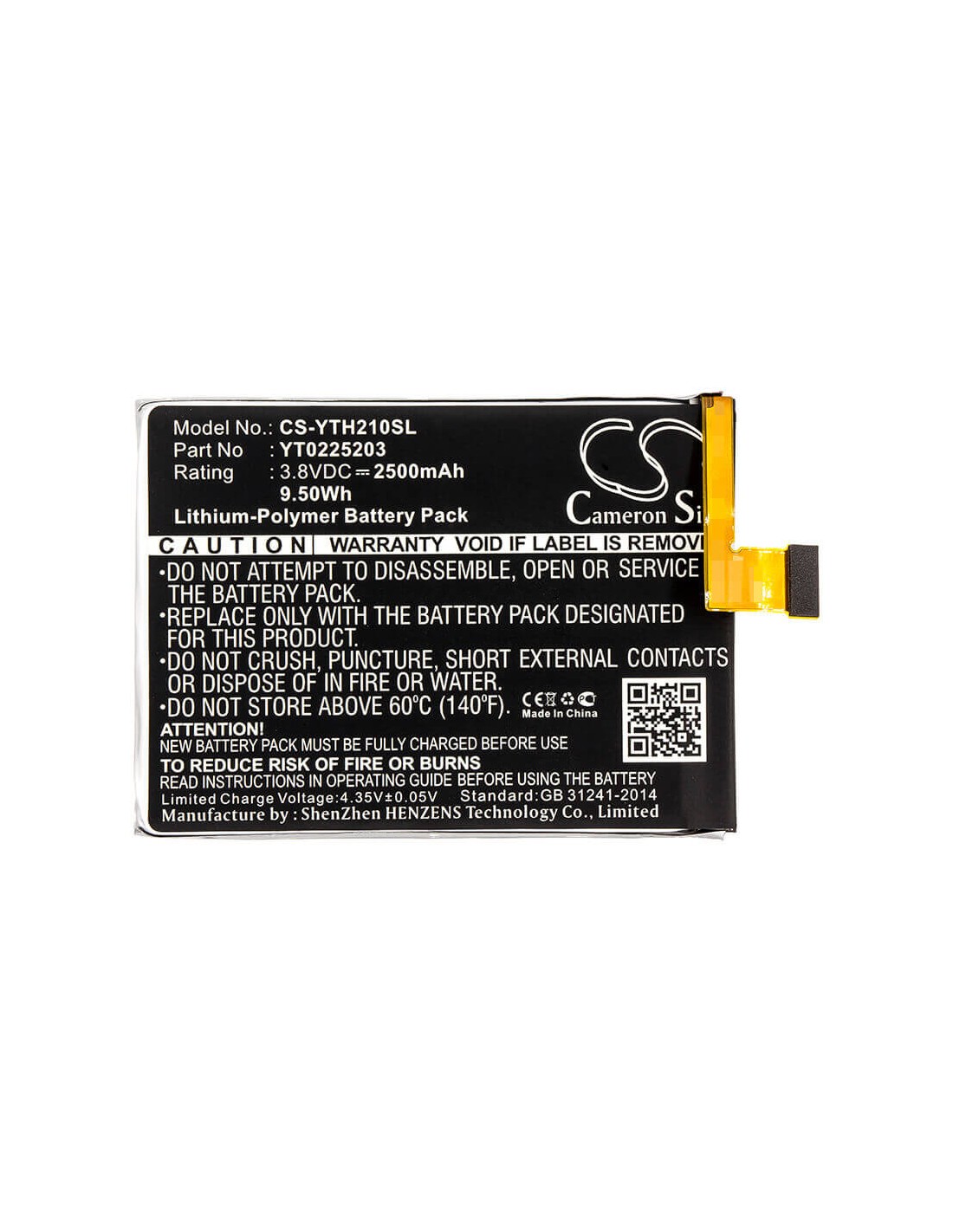 Battery for Yota, Yotaphone 2 3.8V, 2500mAh - 9.50Wh