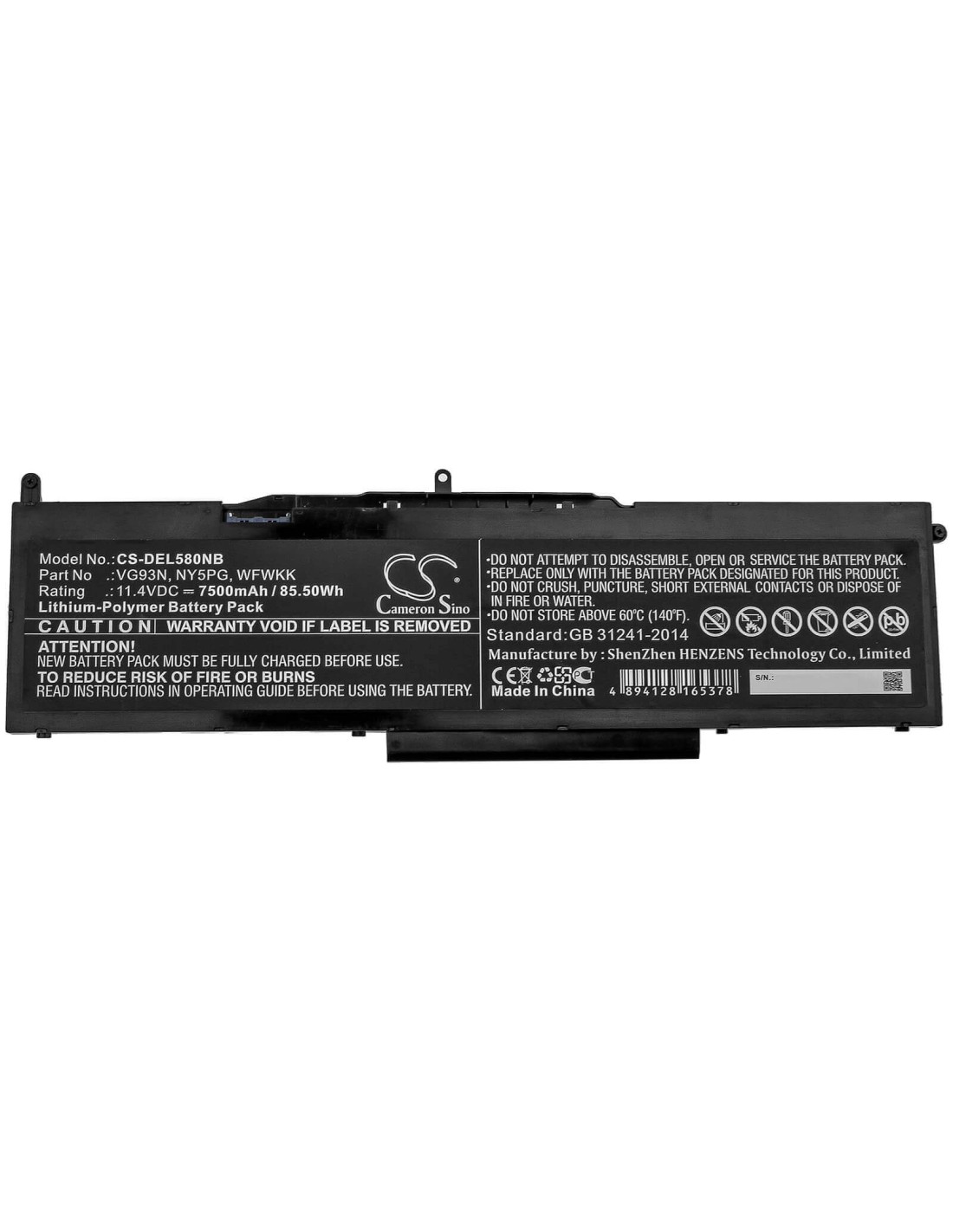 Battery for Dell, Latitude 5580, Latitude 5591, Precision 15 3520 11.4V, 7500mAh - 85.50Wh