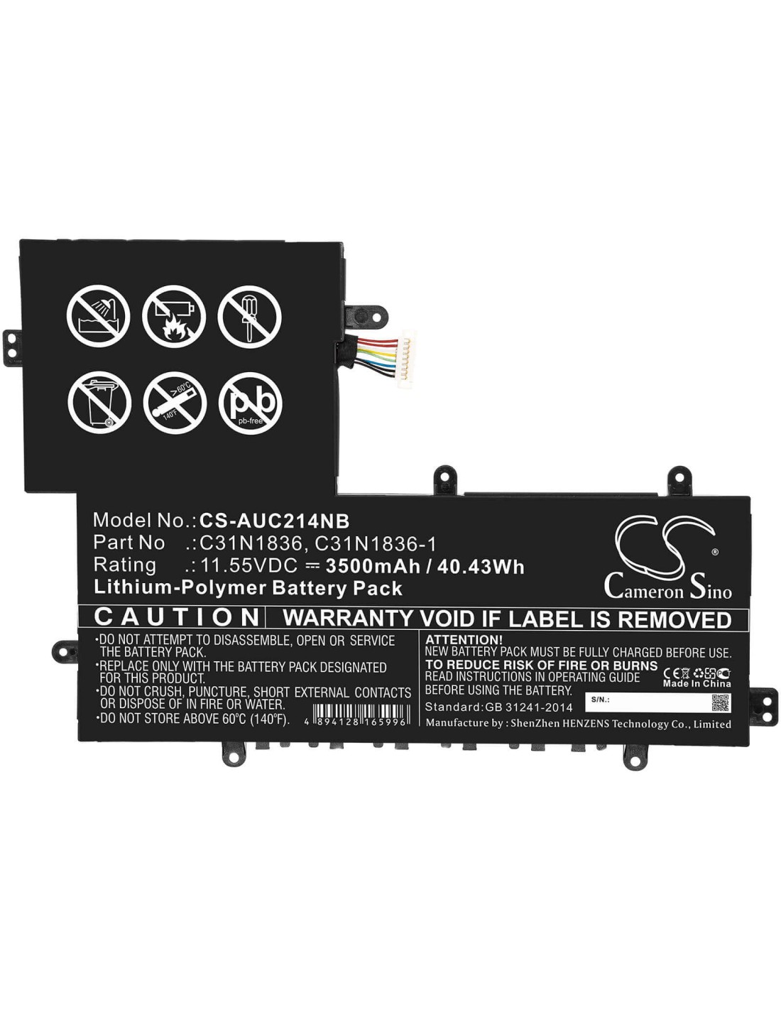 Battery for Asus, C204ma-1a, C204ma-bu0005, C204ma-bu0010 11.55V, 3500mAh - 40.43Wh