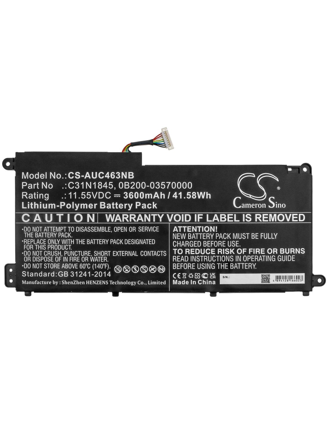Battery for Asus, Chromebook C436fa 11.55V, 3600mAh - 41.58Wh