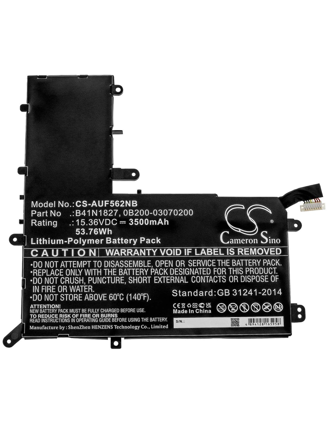 Battery for Asus, Ux562fa, Ux562fa-2g, Ux562fa-2s 15.36V, 3500mAh - 53.76Wh