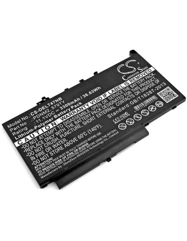 Battery for Dell, Latitude 12 E7270, Latitude 12 E7470, Latitude E7270 11.1V, 3300mAh - 36.63Wh