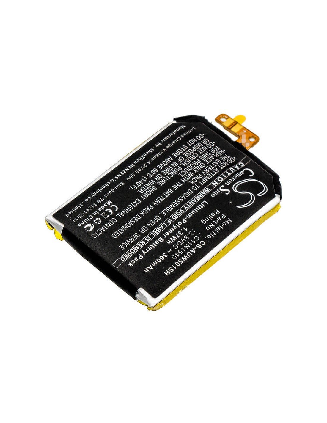 Battery for Asus, Wi501q, Wi501qf, Zenwatch 2 Wi501qf 3.8V, 360mAh - 1.37Wh