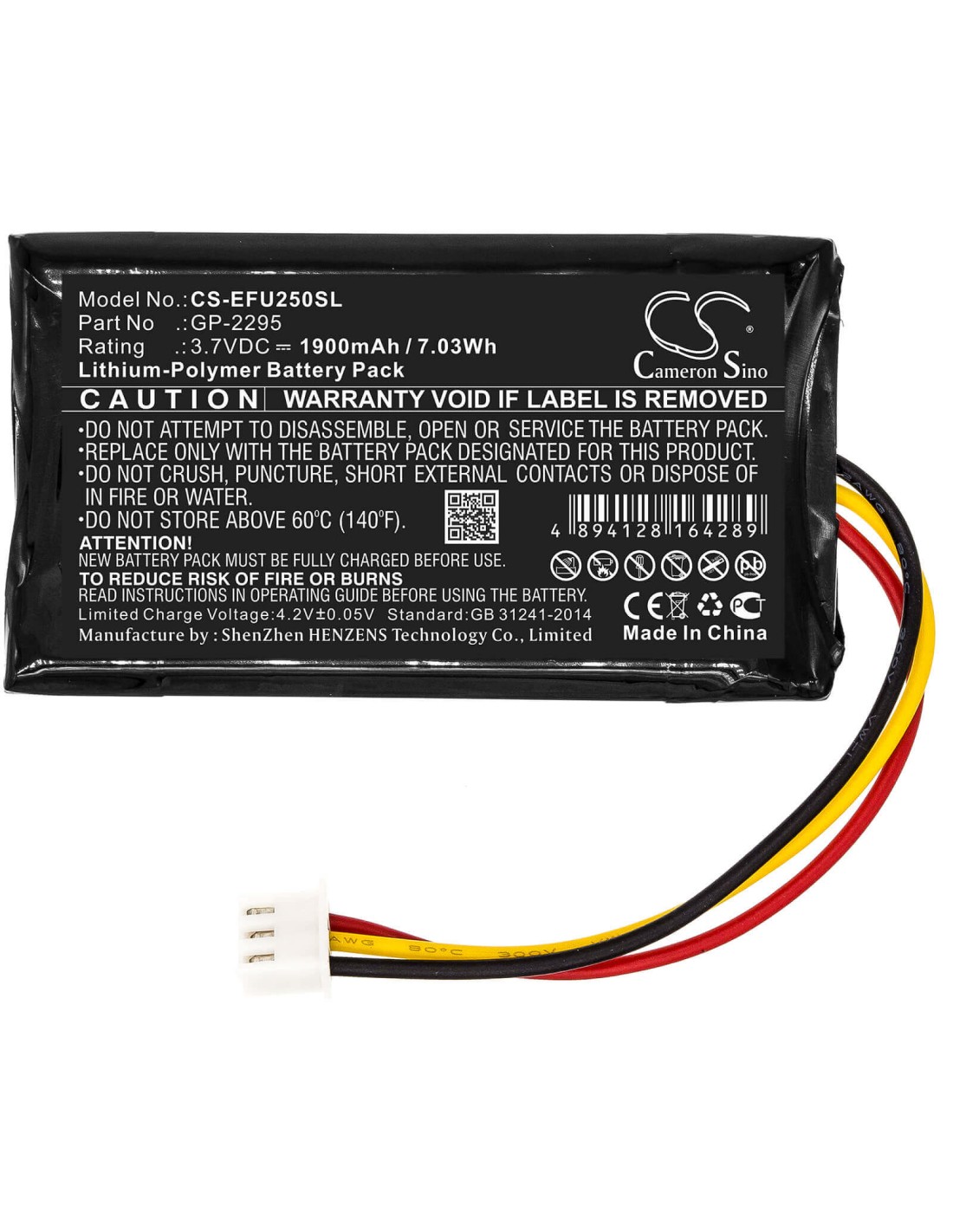 Battery for Exfo, Px1, Px1-h-pro-foas-u25, Px1-s-pro-foas-u25 3.7V, 1900mAh - 7.03Wh