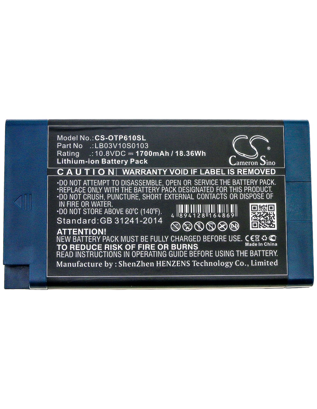 Battery for Opwill, Opt6123l, Otp6103, Otp-6103 10.8V, 1700mAh - 18.36Wh