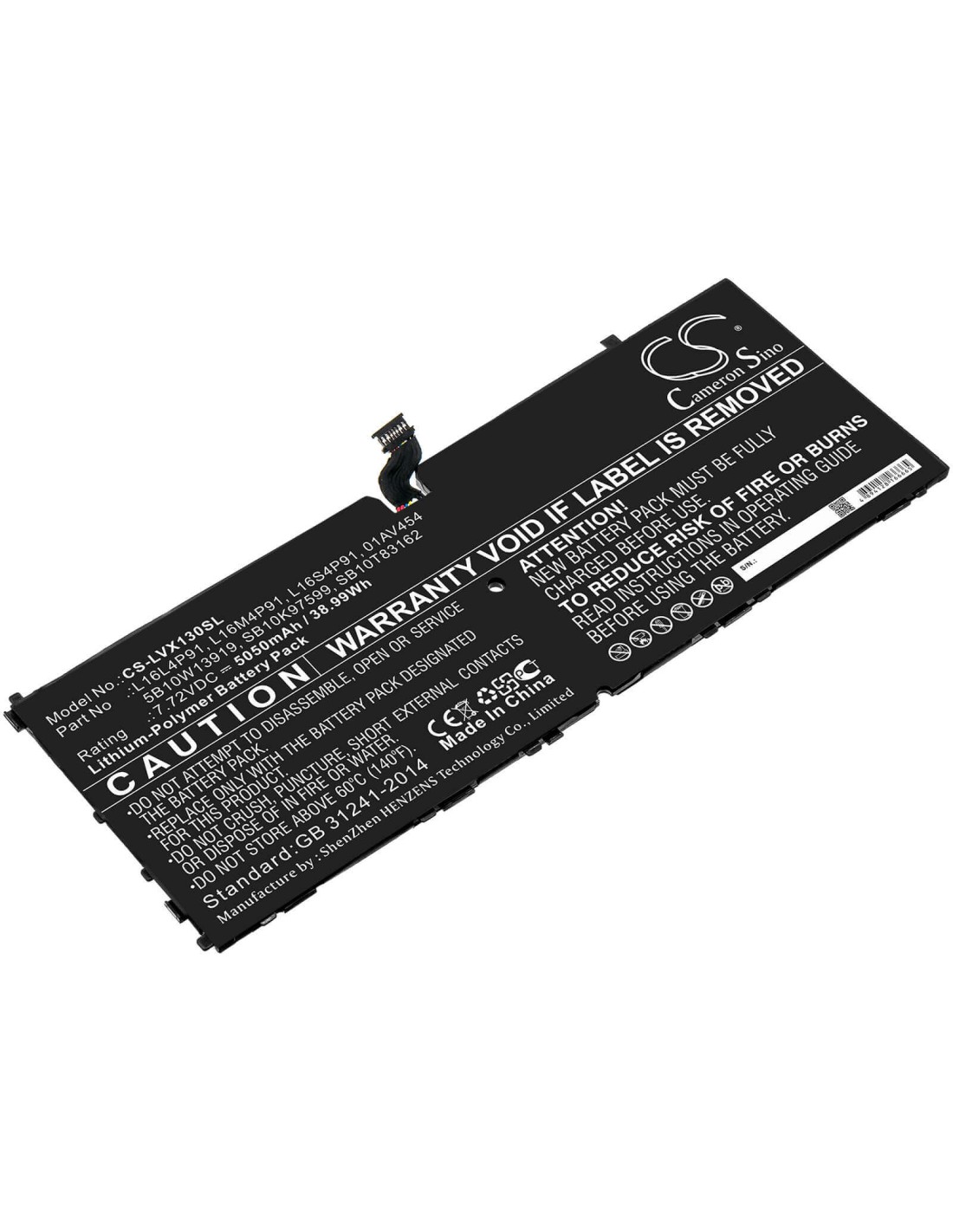 Battery for Lenovo, Thinkpad X1 3rd 7.72V, 5050mAh - 38.99Wh