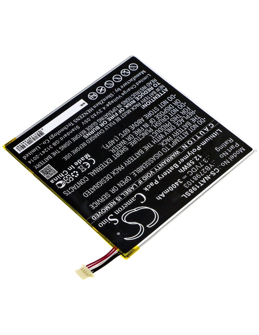 Battery for Onn, Ona19tb002, Tablet 8 3.7V, 3400mAh - 12.58Wh