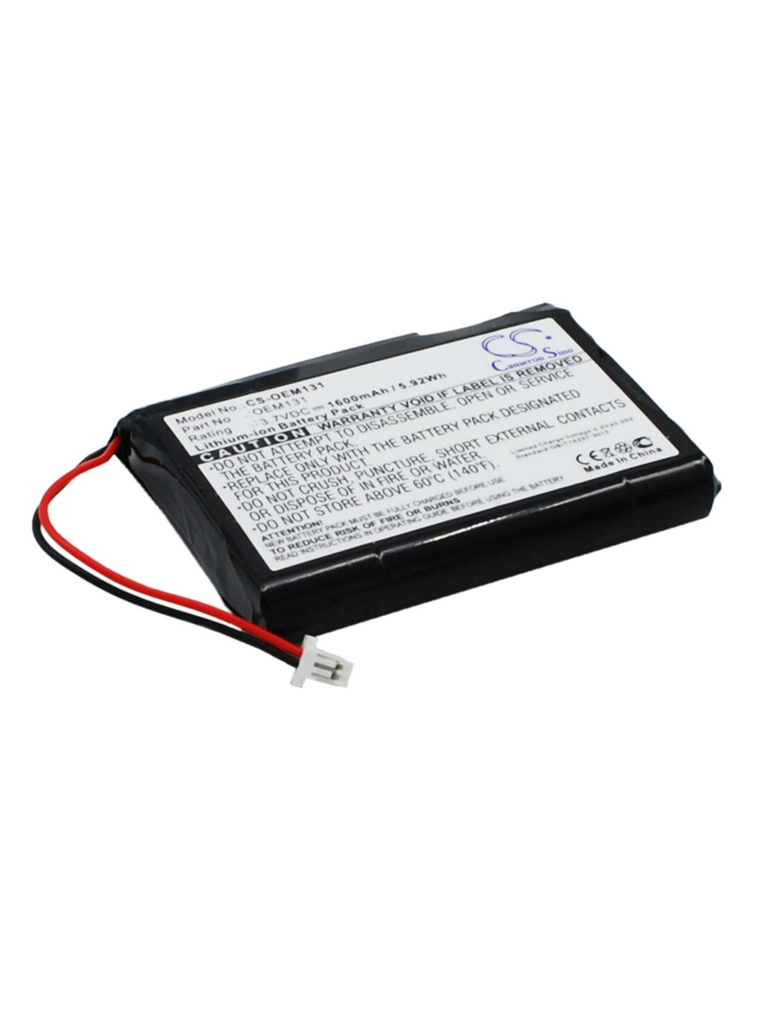 Battery for Cameron Sino, Custom Battery Packs 3.7V, 1600mAh - 5.92Wh