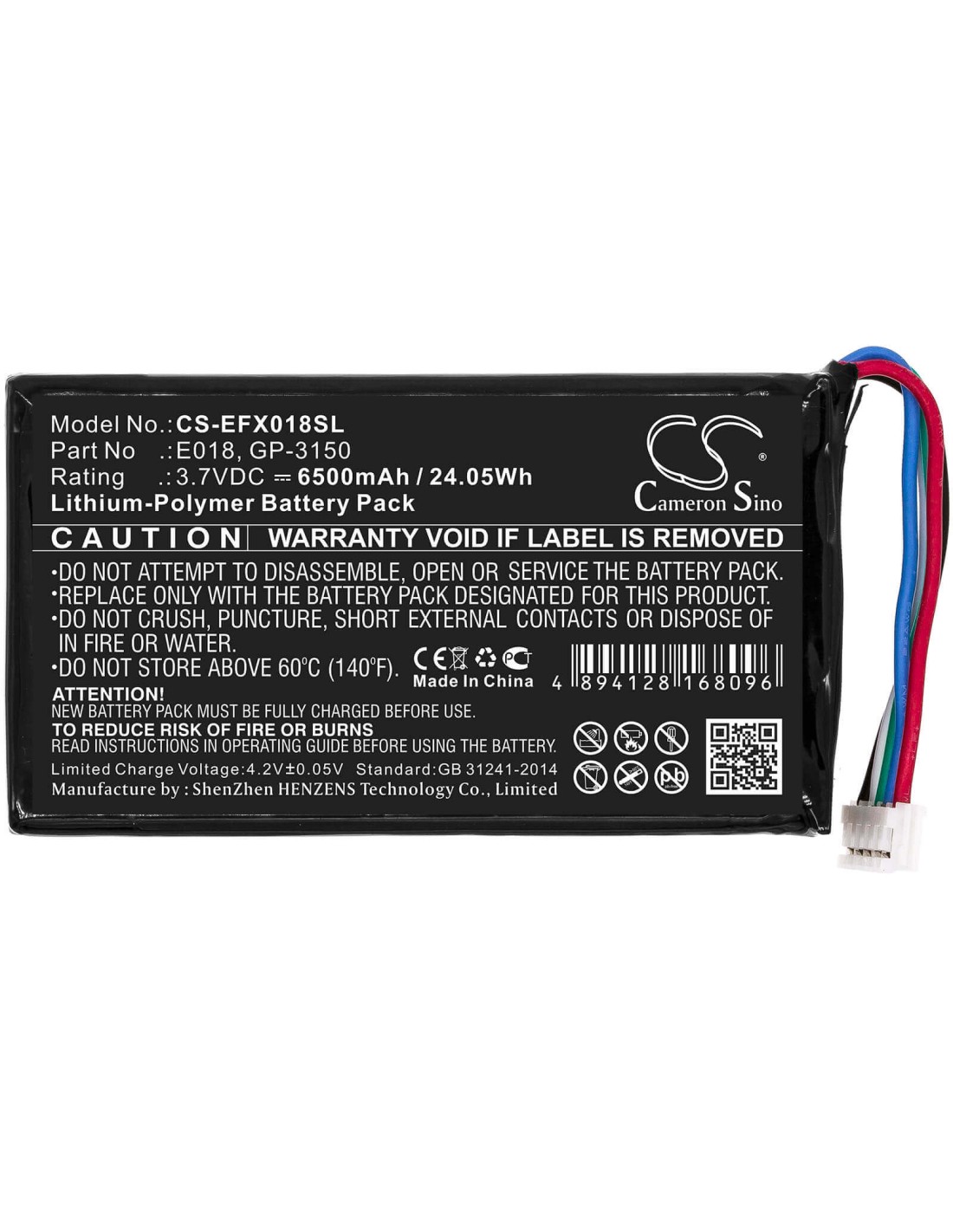 Battery for Exfo, Ox1, Ox1 Optical Explorer, Ox1 Optical Fiber Multimeter 3.7V, 6500mAh - 24.05Wh