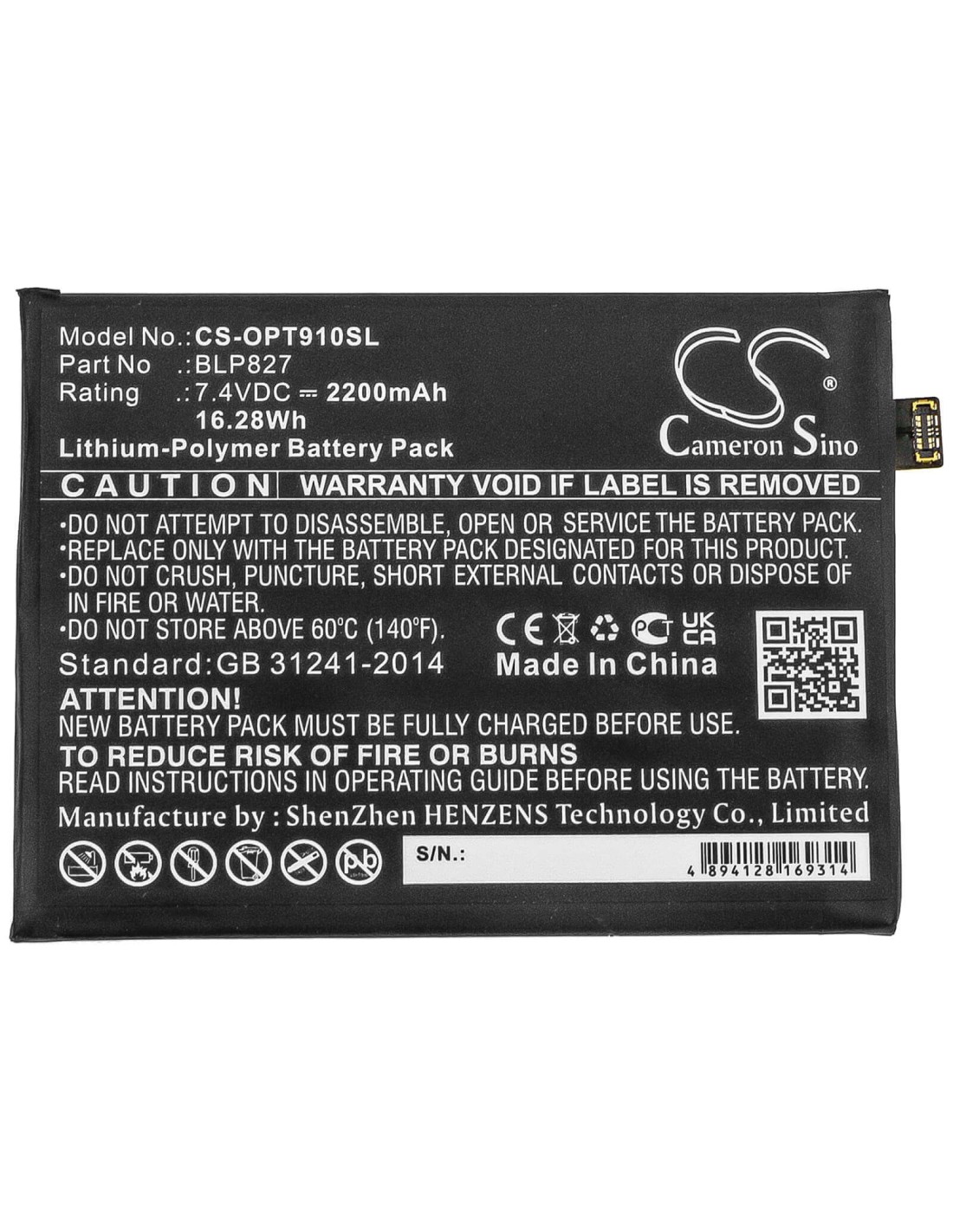 Battery for Oneplus, 9 Pro 5g, Le2120, Le2121 7.4V, 2200mAh - 16.28Wh