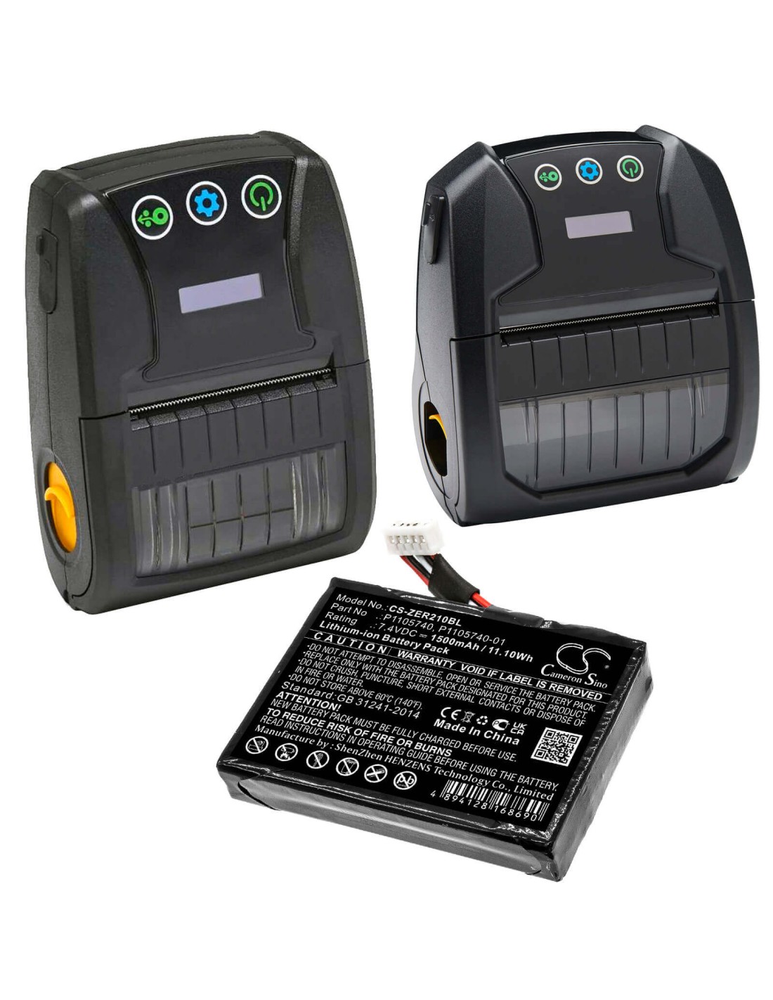 Battery for Zebra, Zq200, Zq210, Zq21-a0e12ke-00 7.4V, 1500mAh - 11.10Wh