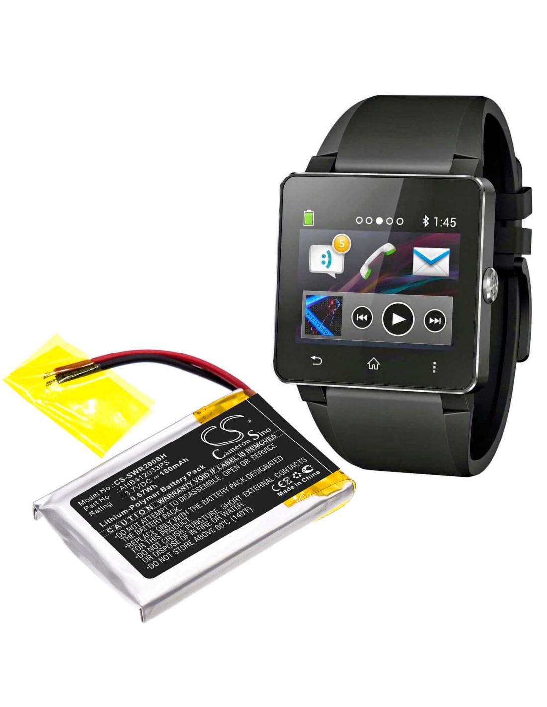 new size Battery 400mah Smart watch battery for Asus Zenwatch 2