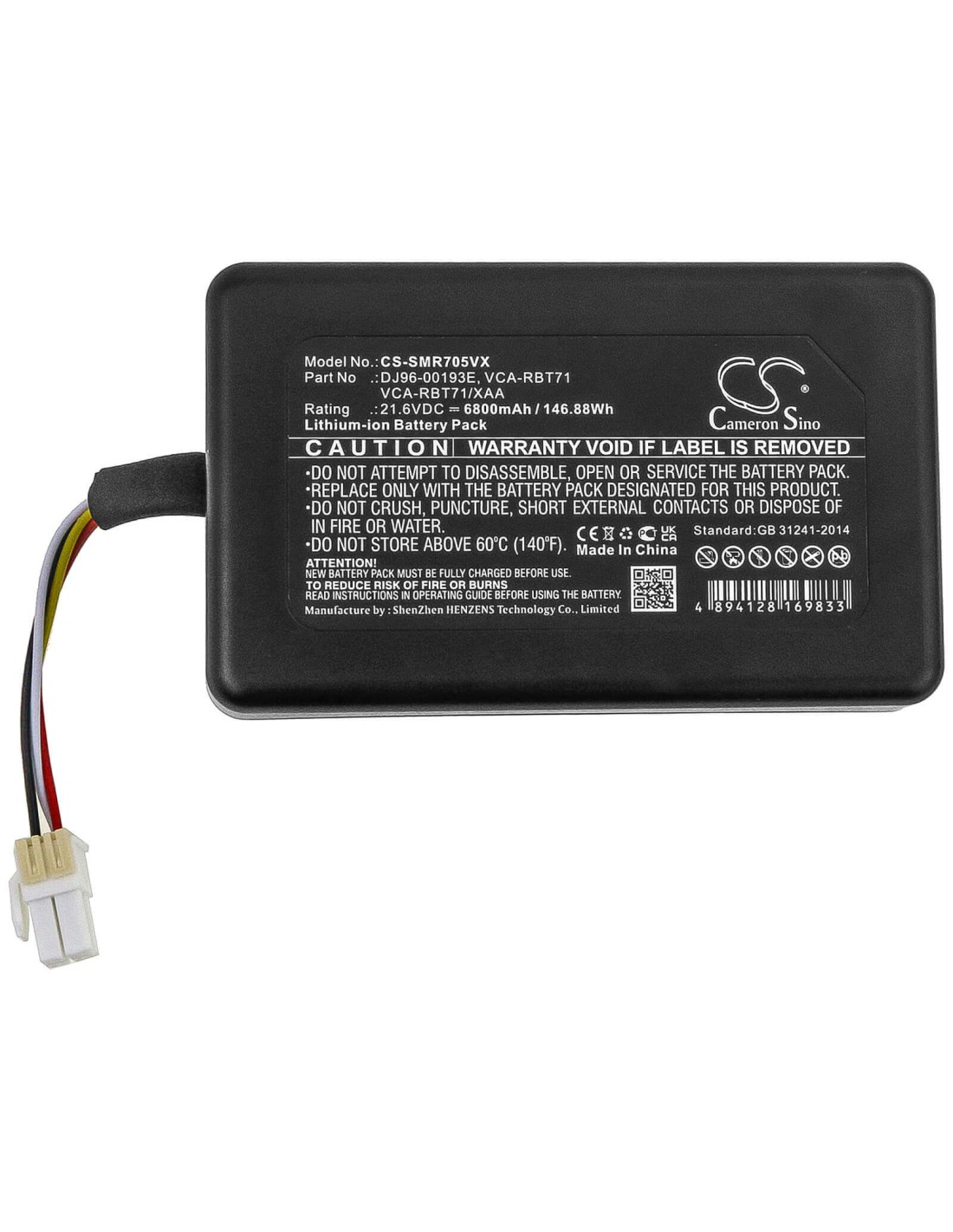 Battery for Samsung, Powerbot R7040, R1am7010uw / Aa, Vr1am7010u5 / Aa 21.6V, 6800mAh - 146.88Wh