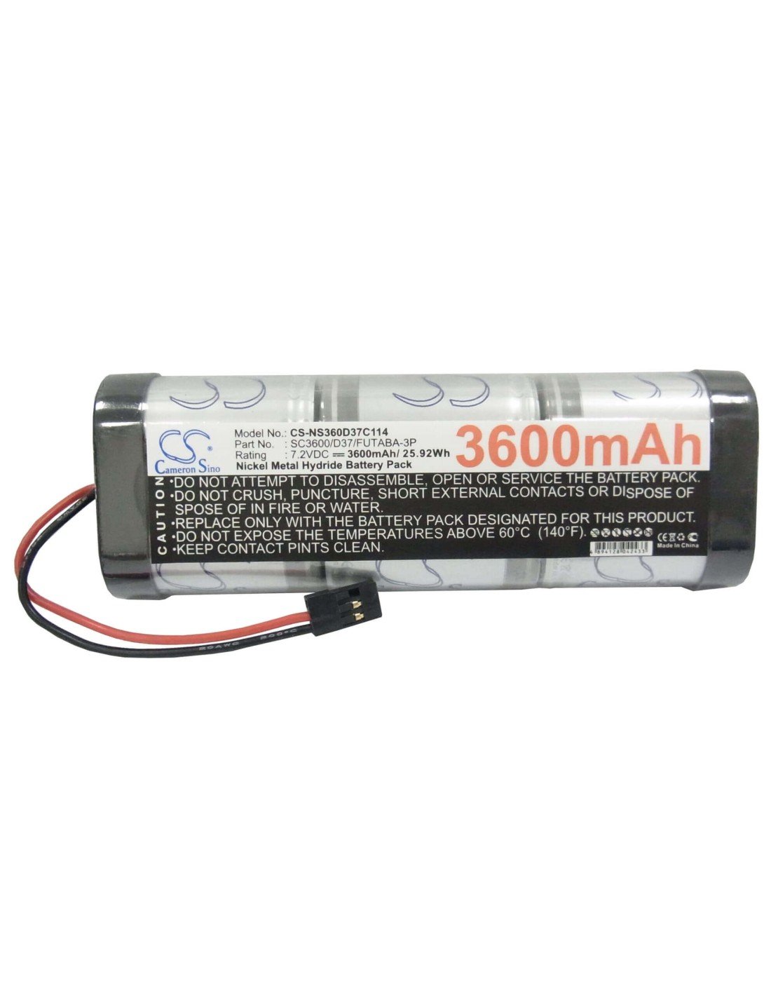 7.2V, Ni-MH, 3600mAh, Battery fits Cameron Sino, Cs-ns360d37c114, 25.92Wh