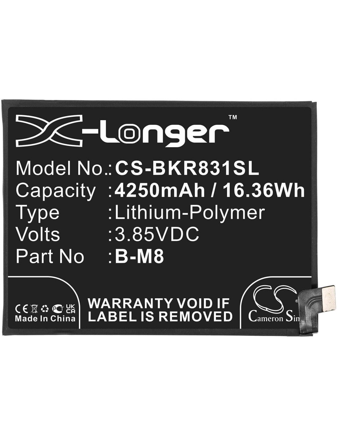 3.85V, Li-Polymer, 4250mAh, Battery fits Vivo, Neo 3, R831k, 16.36Wh