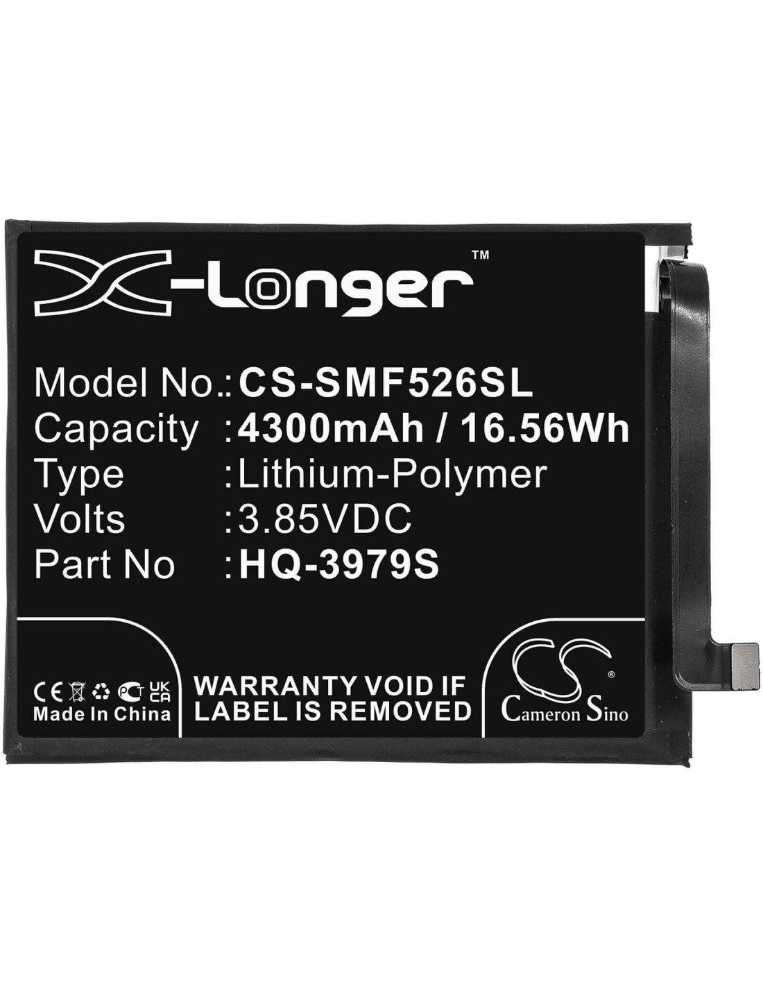 3.85V, Li-Polymer, 4300mAh, Battery fits Samsung, Galaxy F52, Galaxy F52 5g 2021, Sm-e5260, 16.56Wh