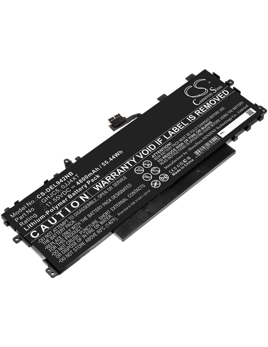 11.55V, Li-Polymer, 4800mAh, Battery fits Dell, Latitude 9420 2-in-1, 55.44Wh