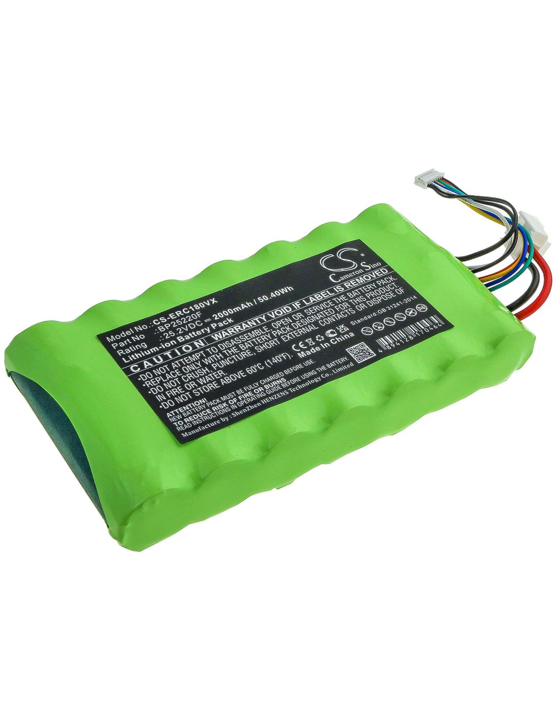 25.2V, Li-ion, 2000mAh, Battery fits Eureka, Nec180 Pro, 50.40Wh
