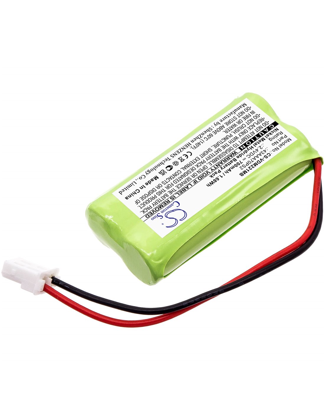 2.4V, 700mAh, Ni-MH Battery fits Vtech, Digital Audio Monitor Dm221, Dm221, 1.68Wh