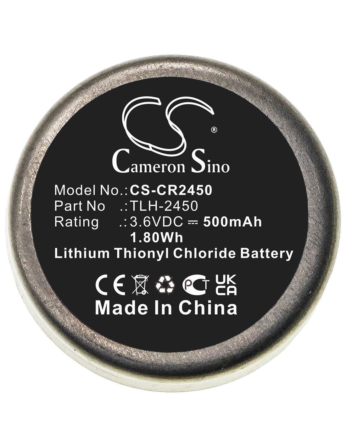 3.6V, 500mAh, Li-SOCl2 Battery fits Testo, 184-t4, 1.80Wh