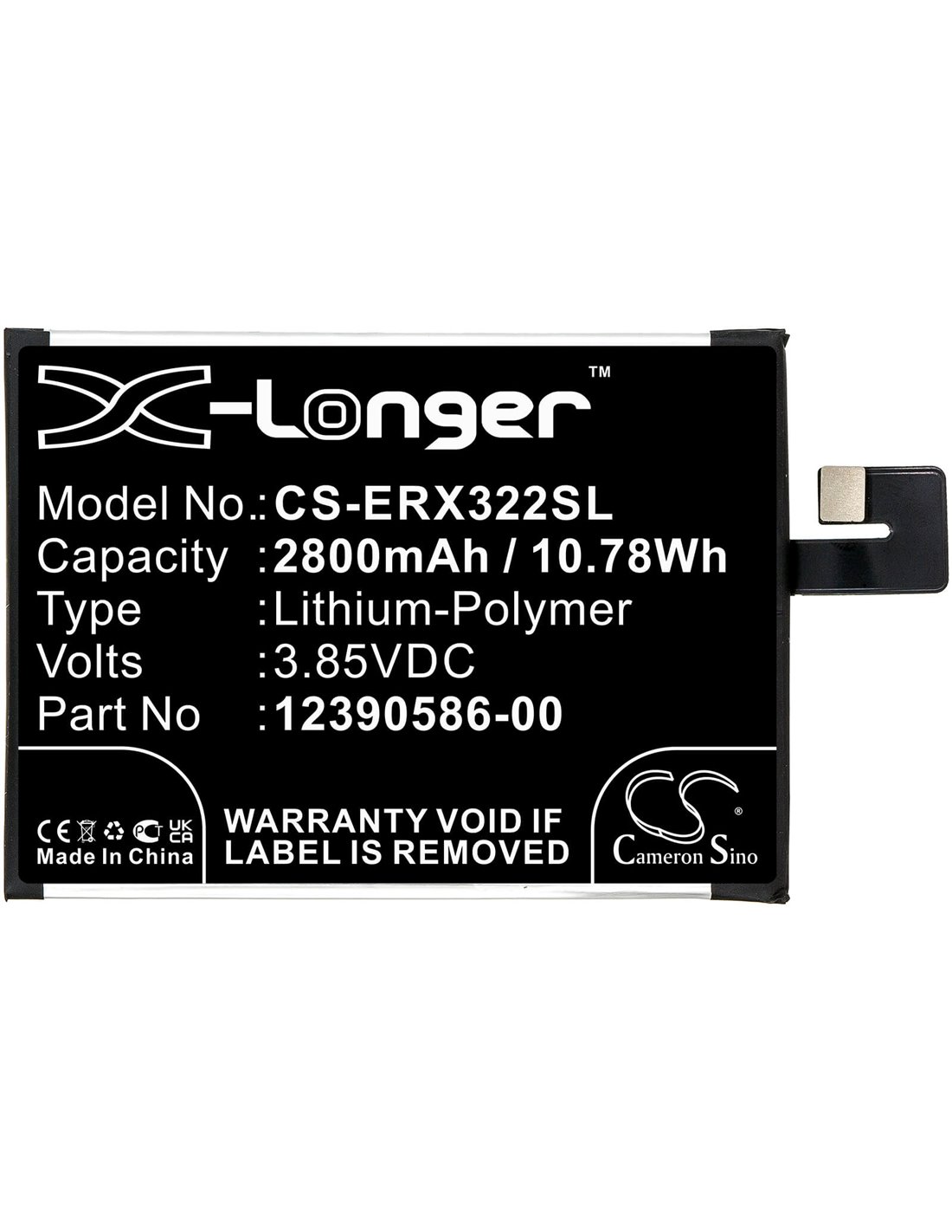 3.85V, 2800mAh, Li-Polymer Battery fits Sony, I3223, I4213, I4293, 10.78Wh