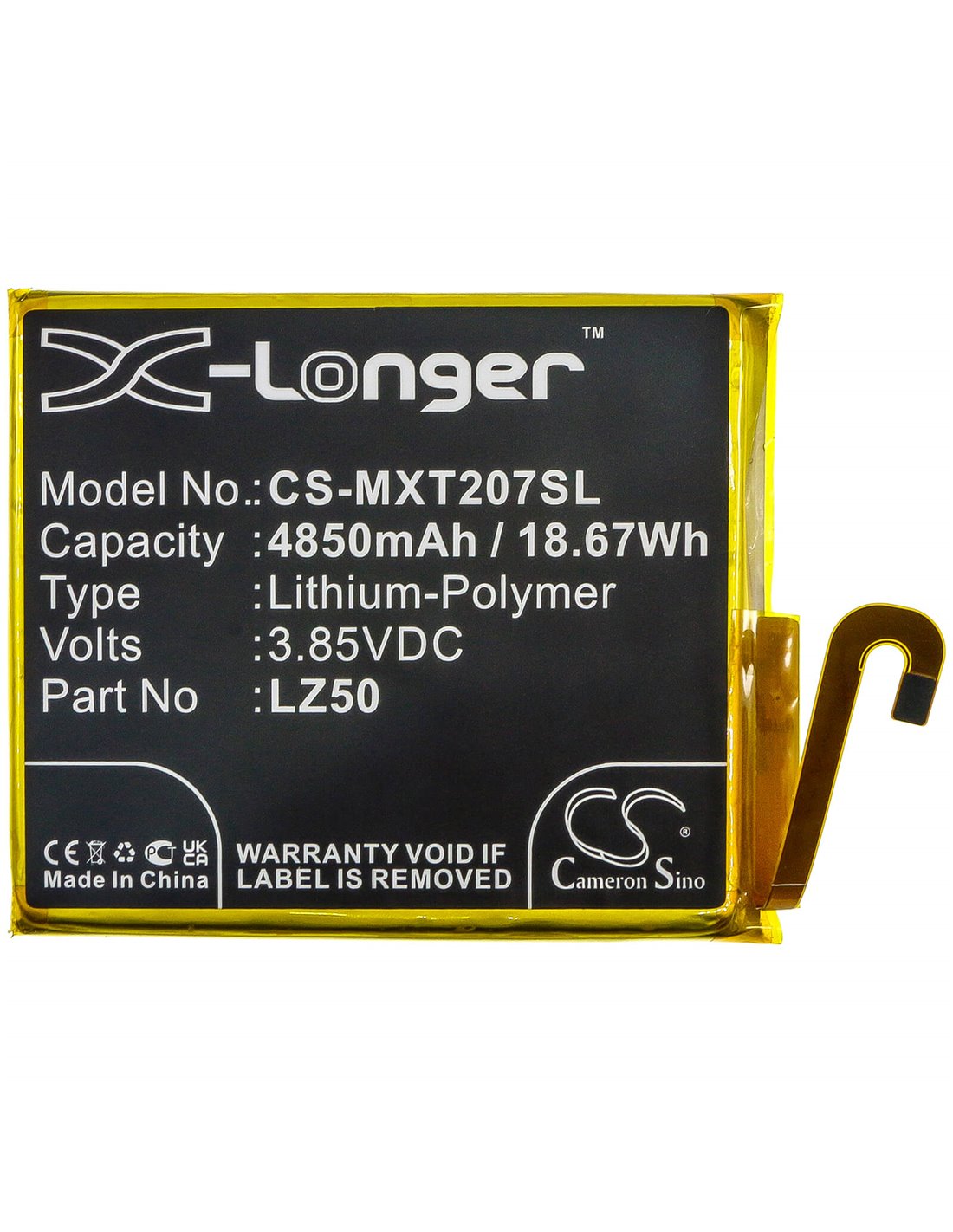 3.85V, 4850mAh, Li-Polymer Battery fits Motorola, Moto G 5g Plus, Moto G100, Xt2075, 18.67Wh