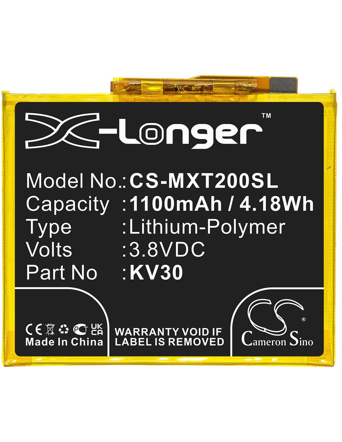 3.8V, 1100mAh, Li-Polymer Battery fits Motorola, Razr 2019, Voyager, Xt2000, 4.18Wh