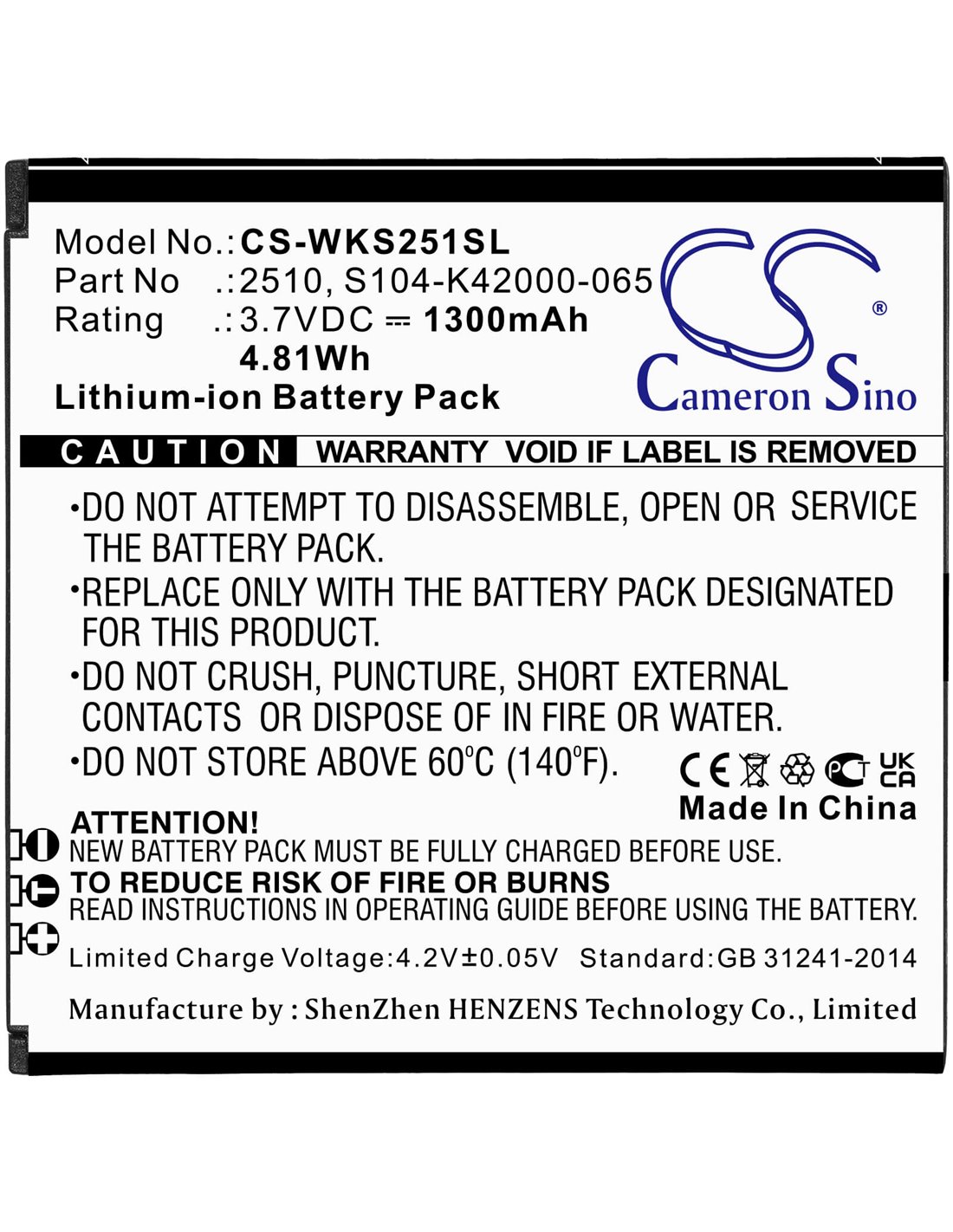 3.7V, 1300mAh, Li-ion Battery fits Wiko, Sunny 2, V2510, 4.81Wh