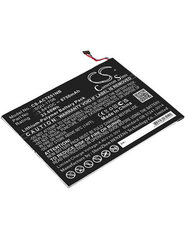 3.84V, 8750mAh, Li-Polymer Battery fits Acer, Chromebook Tab 10, D651n, 33.60Wh