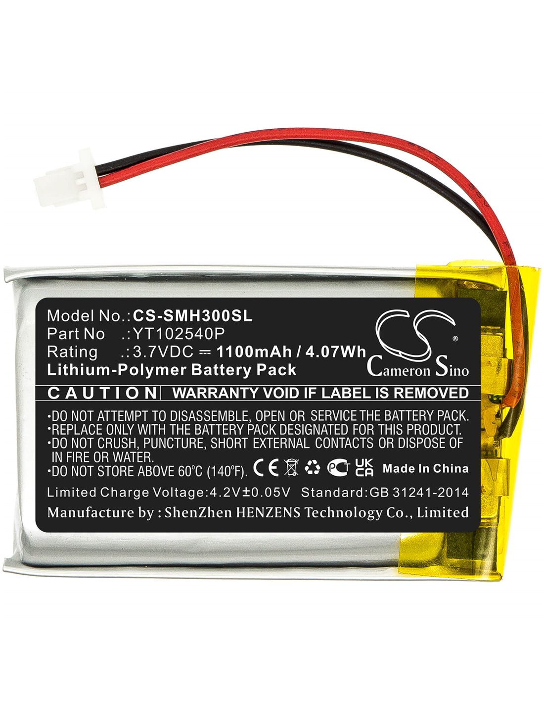 3.7V, 1100mAh, Li-Polymer Battery fits Sena, 30k, 50s, Sp46, 4.07Wh