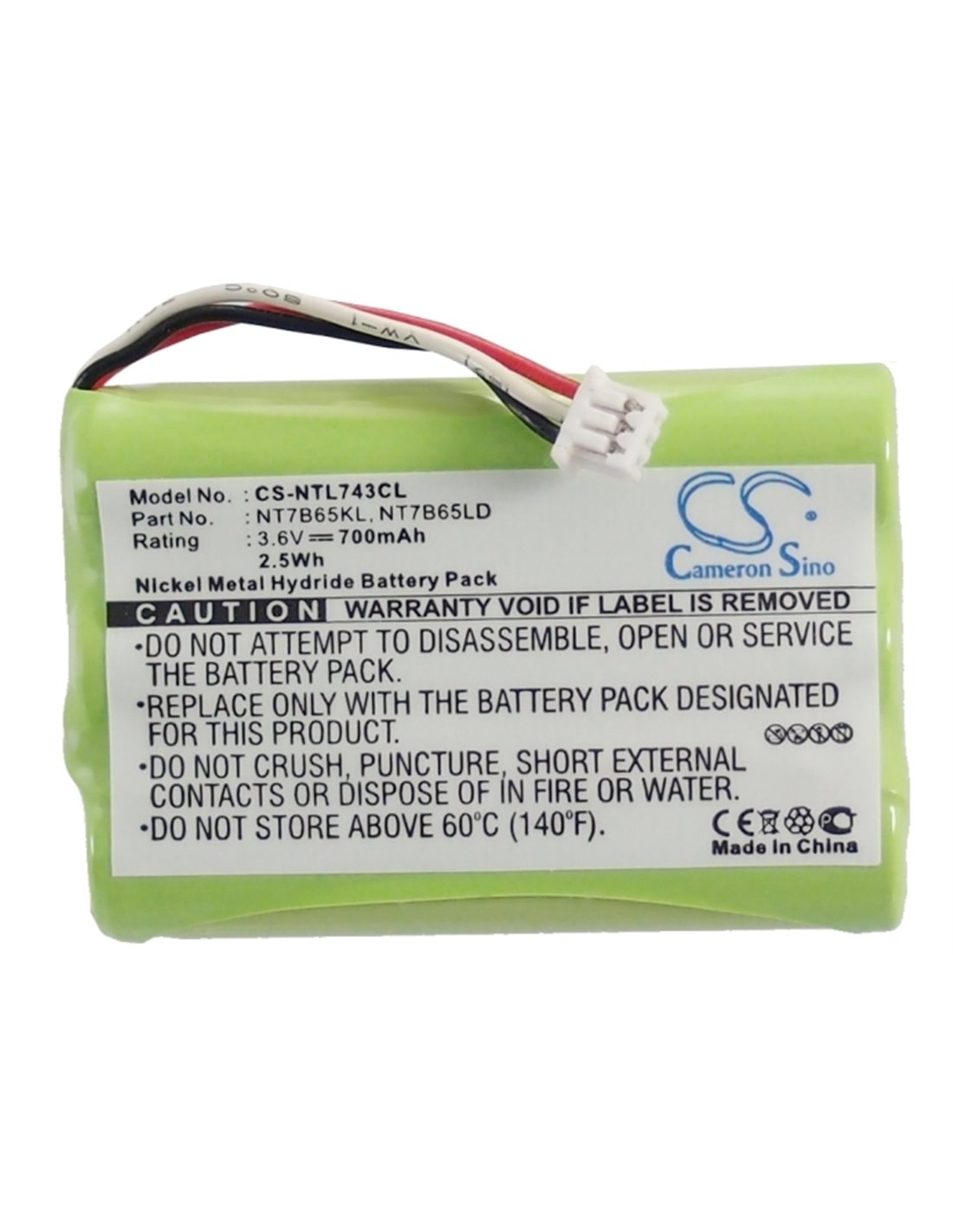 Battery for Nortel, 4145, 4146, 7420, 7430, 3.6V, 700mAh - 2.52Wh