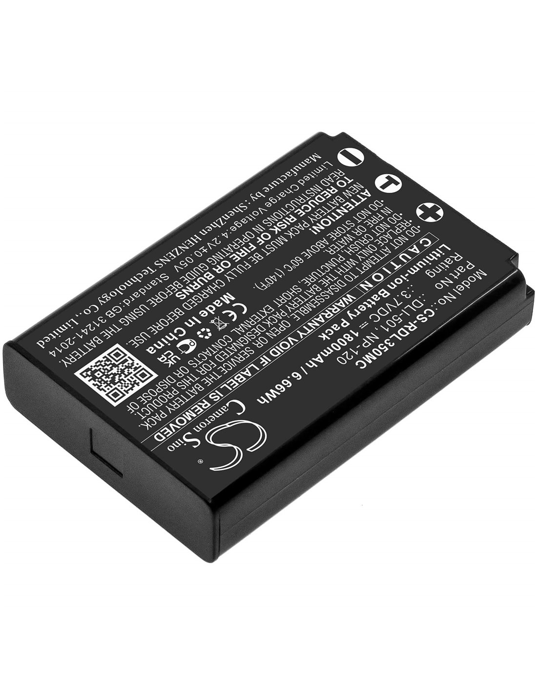 3.7V, 1800mAh, Li-ion Battery fits Praktica, 18-z36c, 20-z35s, Luxmedia Z35, 6.66Wh