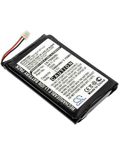 Battery for Toshiba, Gigabeat Megf10, Gigabeat Megf20, Gigabeat Megf40 3.7V, 1000mAh - 3.70Wh